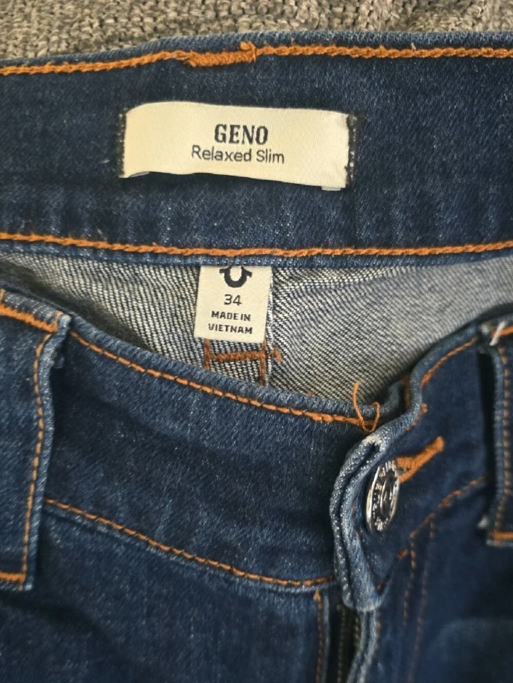 True Religion Men's Relaxed Dark Blue Jeans